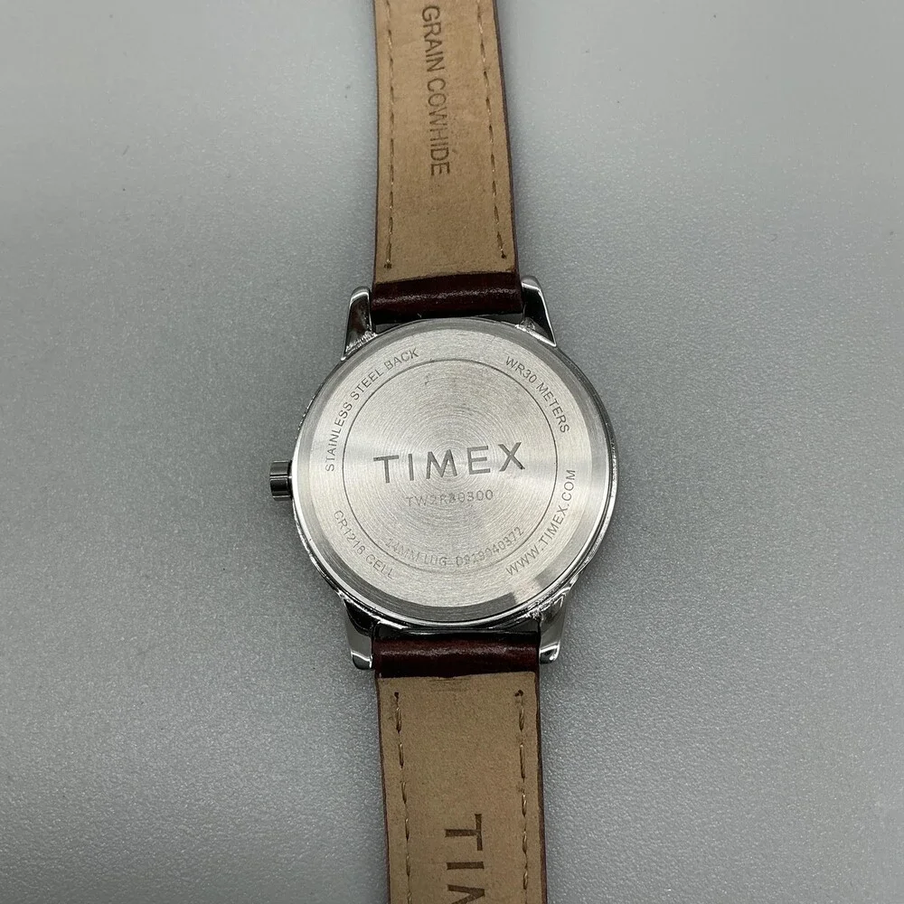 Timex Indiglo Easy Reader Womens Watch 30mm Brown Leather Silver Tone